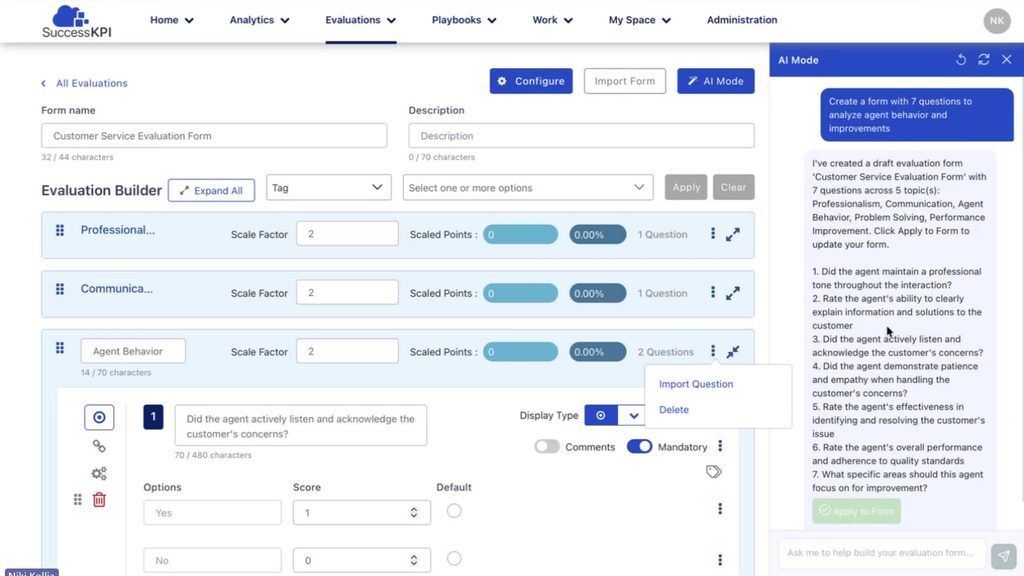 SuccessKPI Auto QM: AI form creation